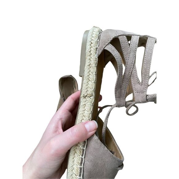 REPORT ‘Ponytail’ Taupe Lace Up Espadrille Flats - Picture 2 of 3